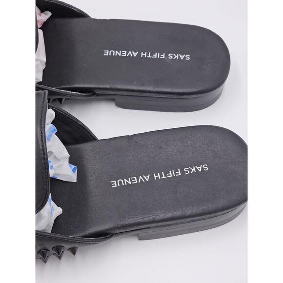 Saks Fifth Ave Rudy Studded Slides Mules Men’s 9.5 M Black NEW main image 4